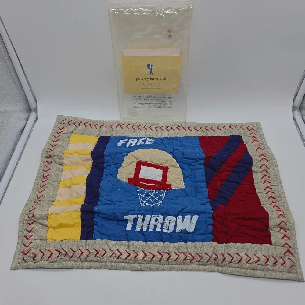 NEW Pottery Barn Kids Athletic Quilted Bedding SMALL SHAM Boys Basketball Theme